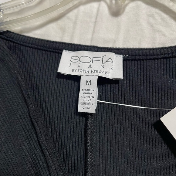 Sofia Vergara black twist front ribbed Dress women’s size M - Picture 11 of 16